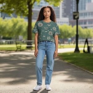 Grèen Women's Top With A Dandelion Pattern 95% Polyester 5% Spandex